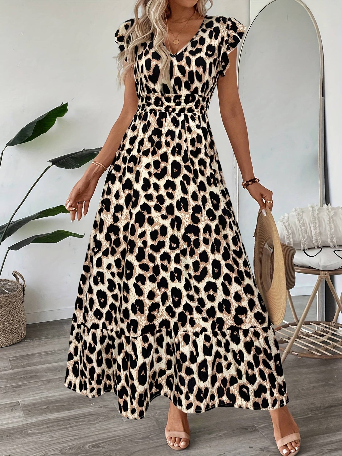 Wholesalesir - Printed Leopard Print Hugging Dress