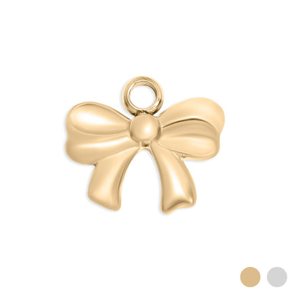 WJW - 18K Gold PVD Stainless Steel Ribbon Bow Charm