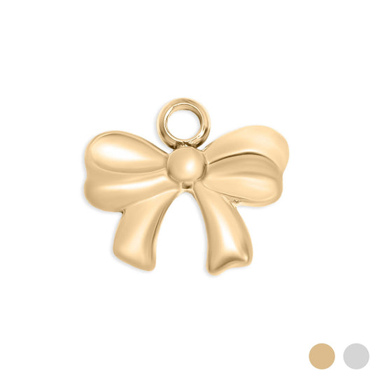 WJW - 18K Gold PVD Stainless Steel Ribbon Bow Charm
