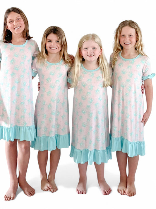 Sweet Bay Clothing - Pink/Blue Crab Gown