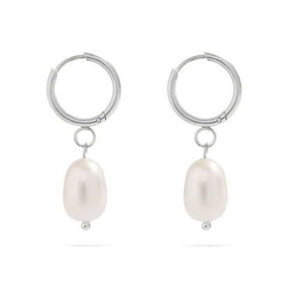WJW - 18K Gold PVD Freshwater Pearl Huggie Earrings