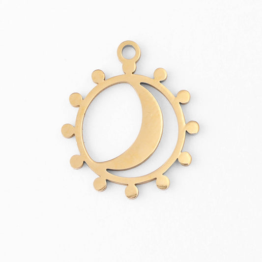 WJW - 18K Gold PVD Stainless Steel Sun and Moon Charm