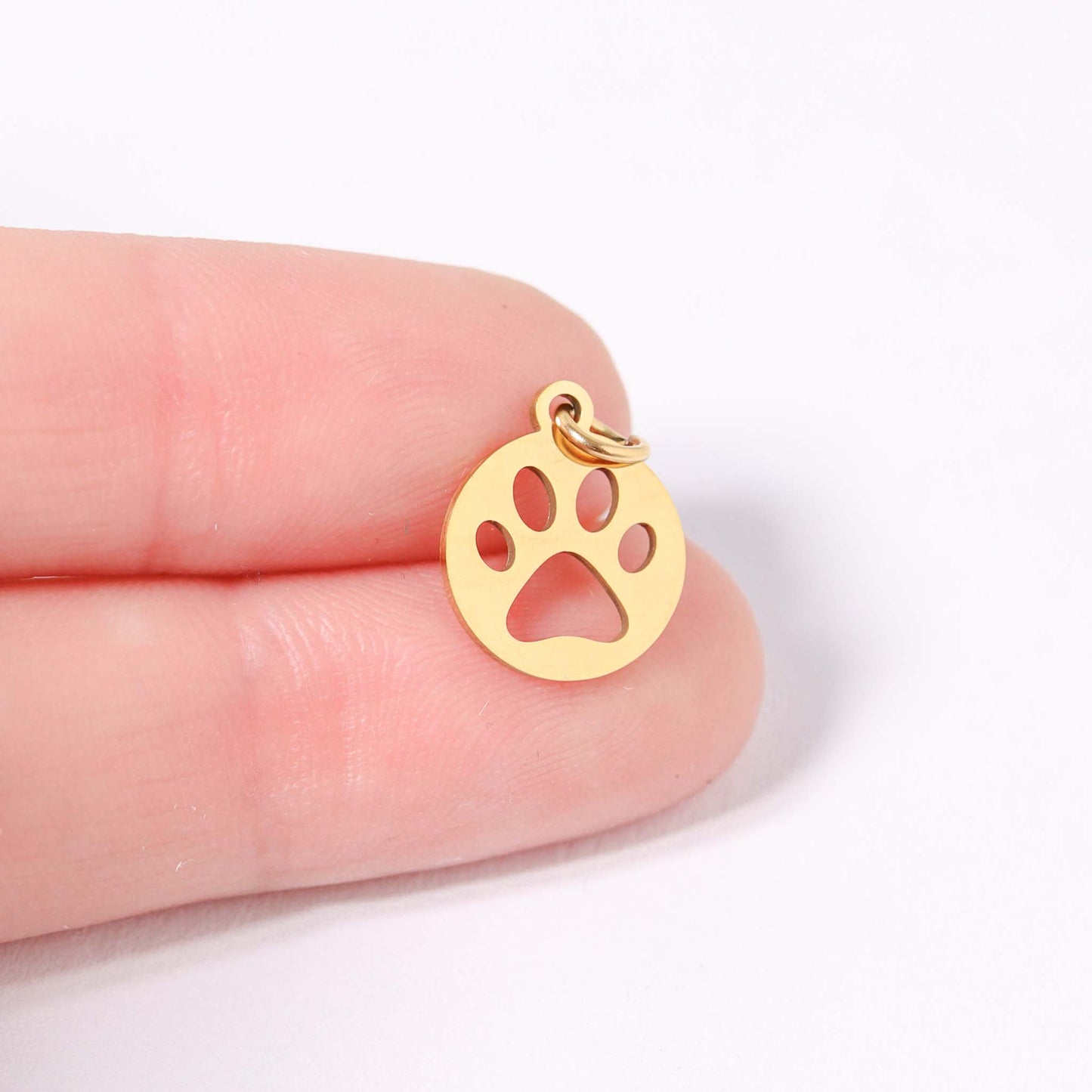 WJW - 18K Gold PVD Stainless Steel Paw Print Charm