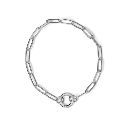 WJW - Stainless Steel Paperclip with Charm Keeper Chain Bracelet