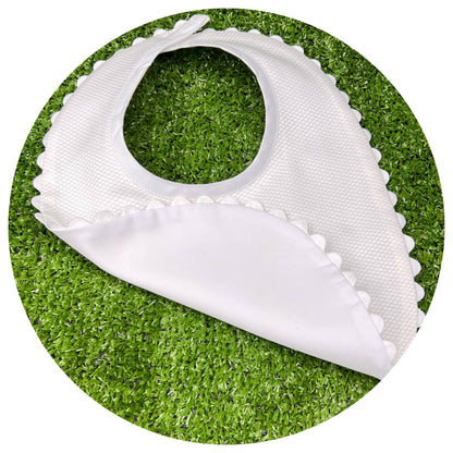 THE ROYALTY COLLECTION - White Cotton Pique Toddler Drool Bib