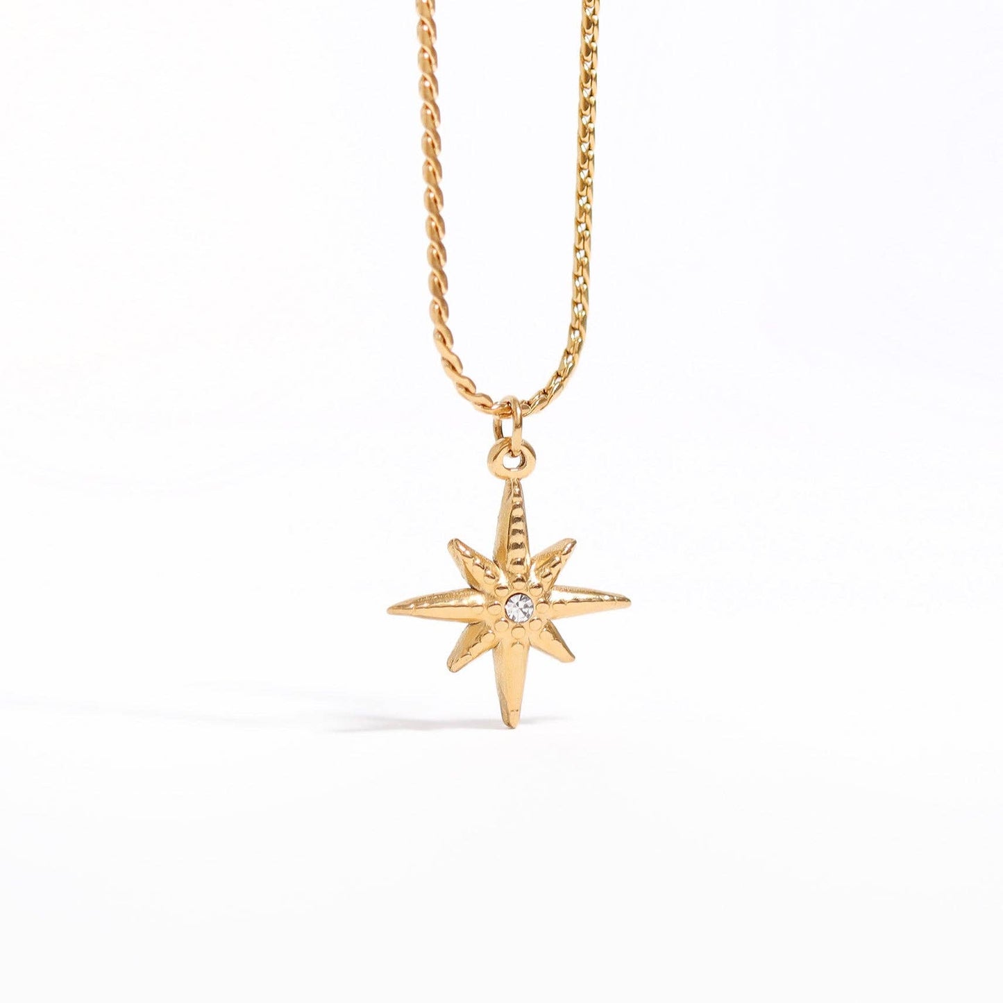 WJW - 18K Gold Stainless Steel Compass Star Charm