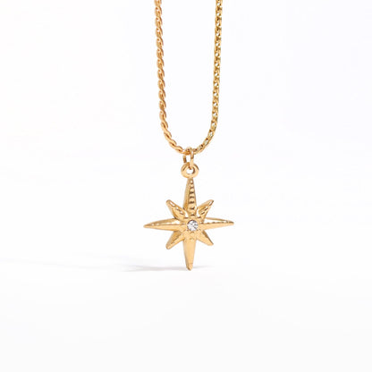 WJW - 18K Gold Stainless Steel Compass Star Charm