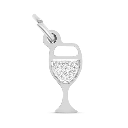 WJW - 18K Gold PVD Stainless Steel CZ Wine Glass Charm