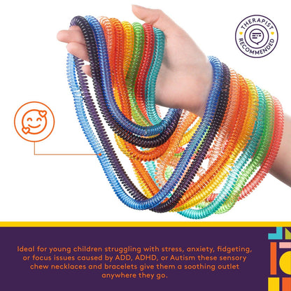 Special Supplies - Special Supplies Chewy Jewelry Sensory Translucent Necklaces and Bracelets, 16 Pack, Soft and Flexible Silicone, Interactive Stress and Anxiety Relief for Kids, Supports ADD, ADHD, Autism