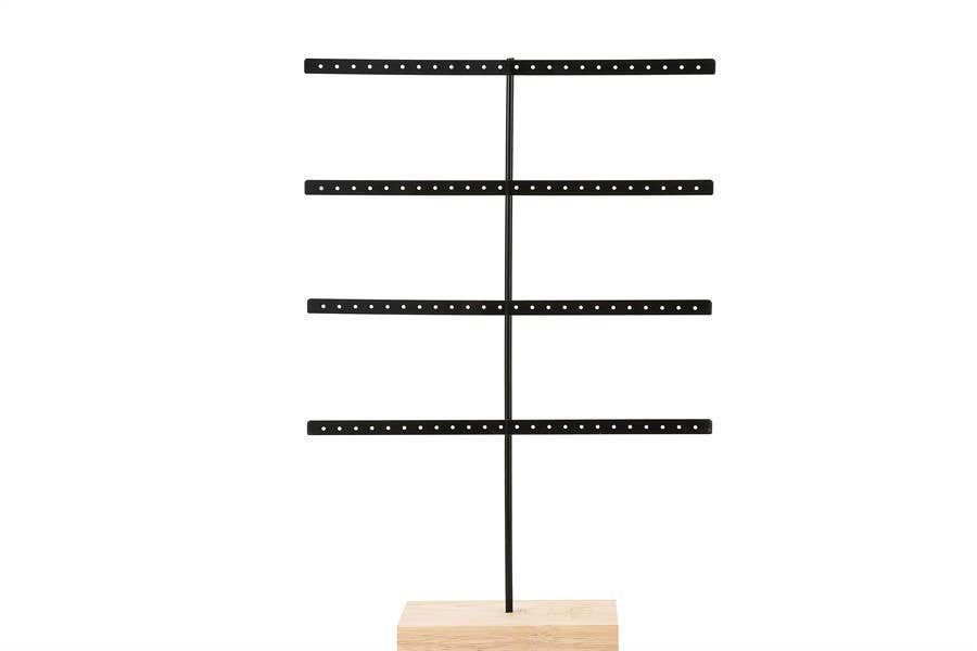 Nima Accessories Inc - 4 Bar Jewelry Metal Display with Wood Base