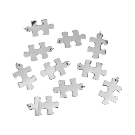 WJW - 10 Pack - Blank Vertical Stainless Steel Puzzle Piece