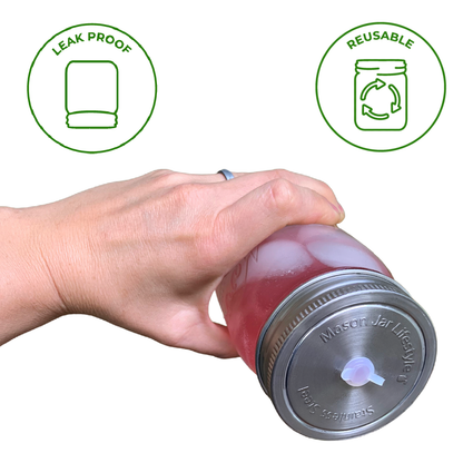 Mason Jar Lifestyle - Stainless Steel Straw Hole Tumbler Lids for Mason Jars
