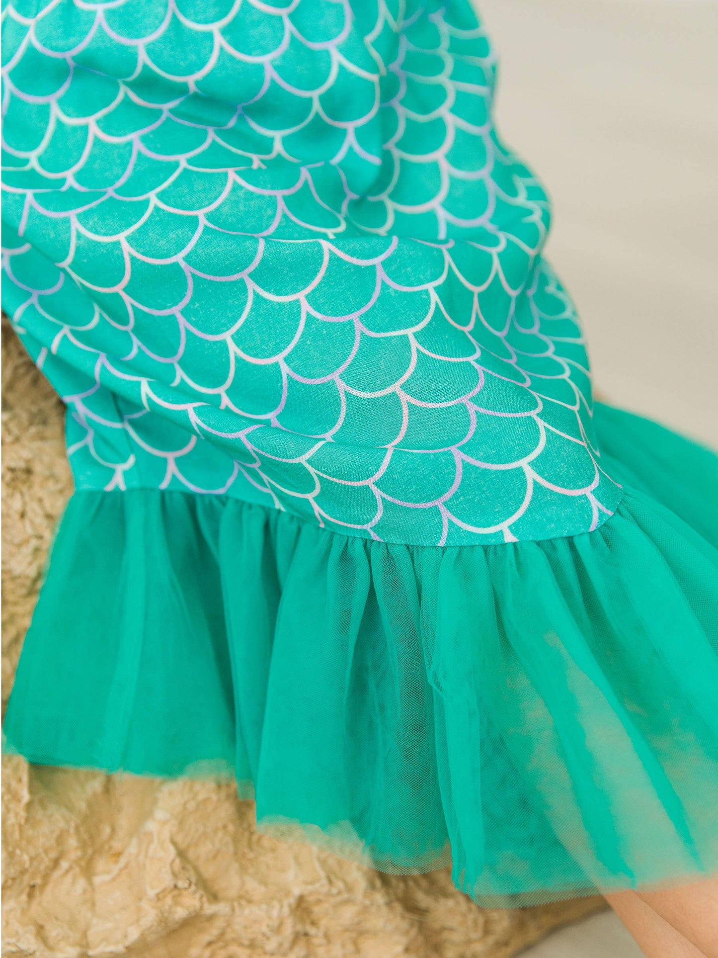 RuffleButts + RuggedButts - Girls Sparkle Scales Mermaid Tail Skirt Cover-Up