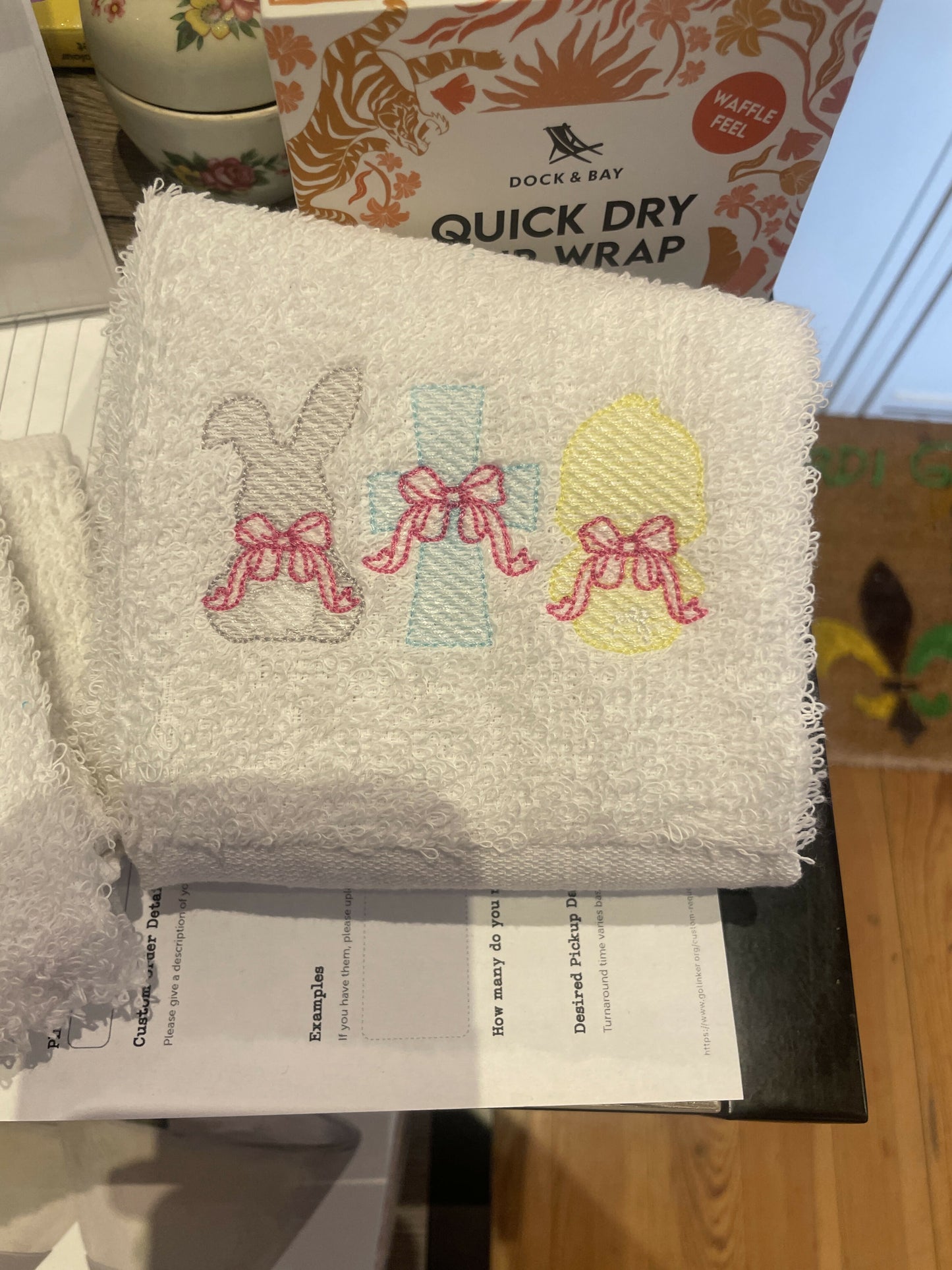 Custom embroidered towel