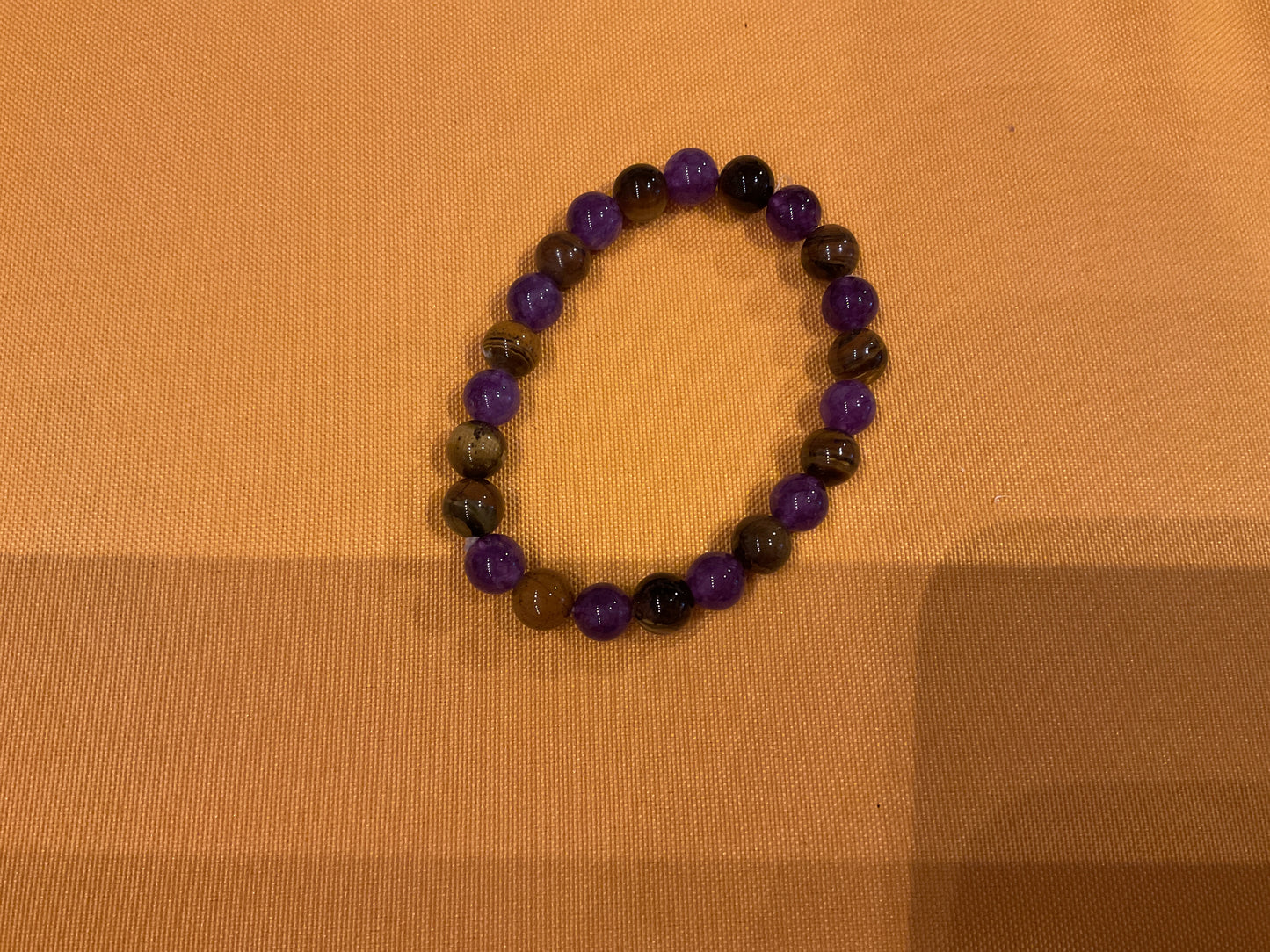 Tigers eye and amethyst bead bracelet