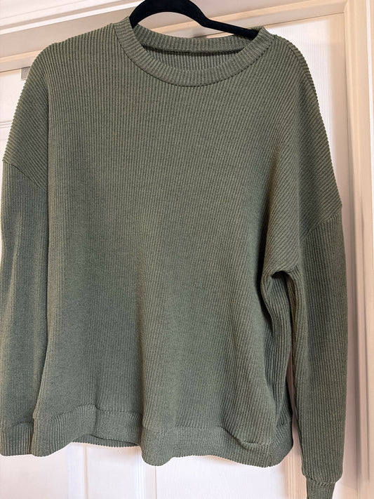 Dark green long sleeve ribbed shirt size Large