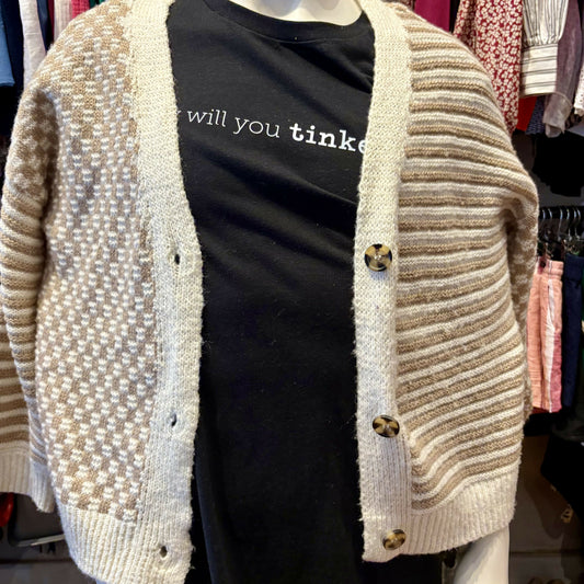 Tan and White Cardigan