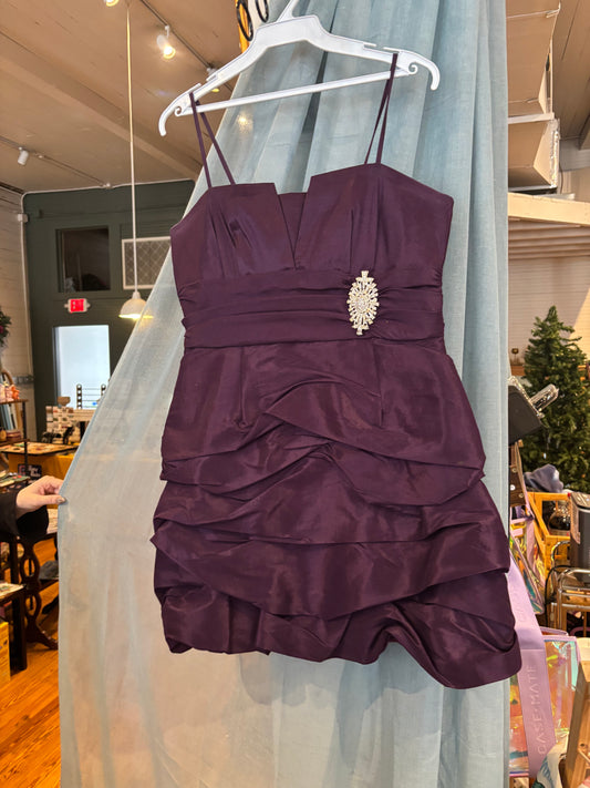 Short ruffled purple dress large