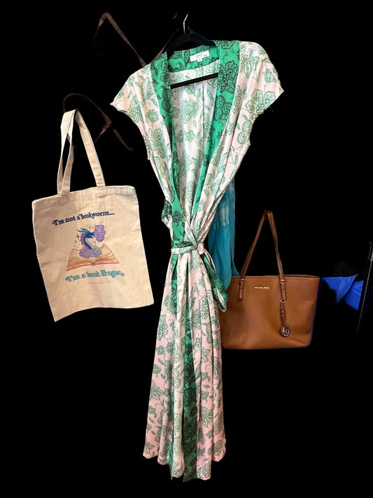 Green & White Saunders Long Dress