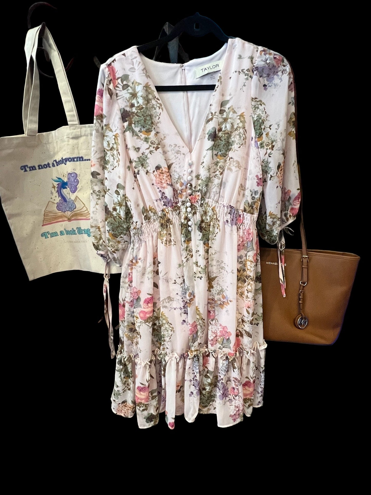 Pink Floral Long Sleeve Dress