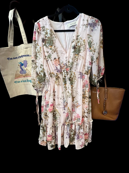 Pink Floral Long Sleeve Dress