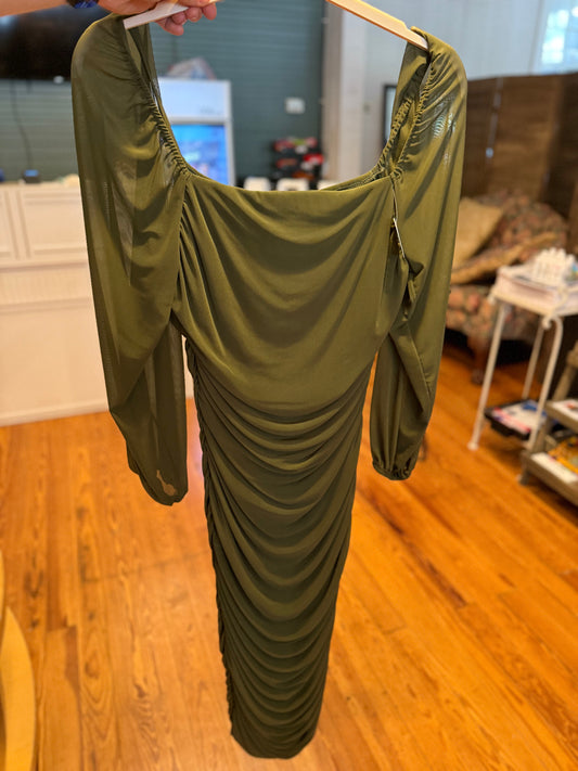 Army green body con dress NWT