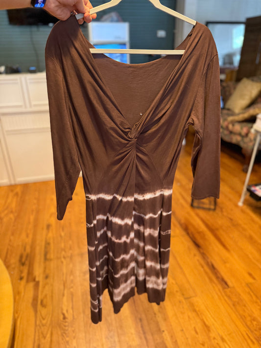 Brown cotton tie dye cat maid dress xl