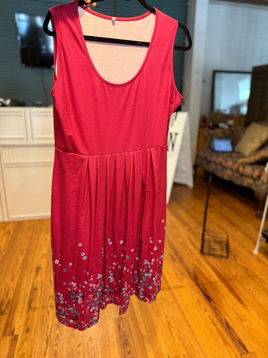 Pink short floral polyester dress