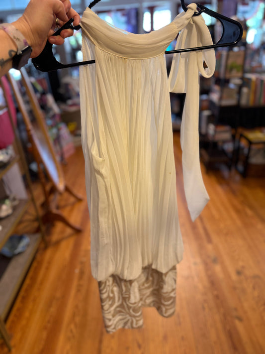Creme cocktail dress tie side neck