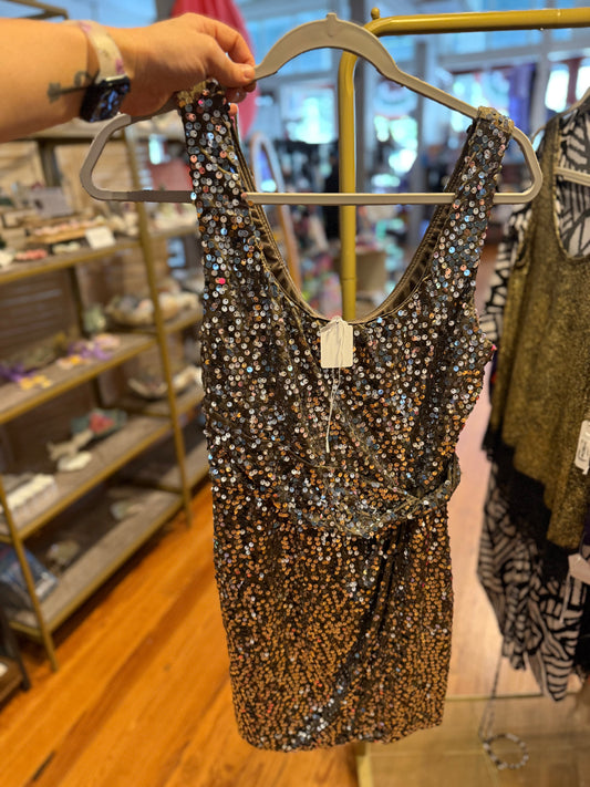 Silver sequin dress