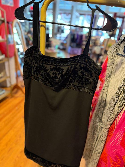 Black camisole tank velvet detail