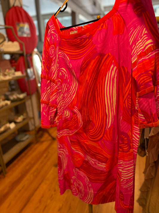 Bright pink and orange dress summer