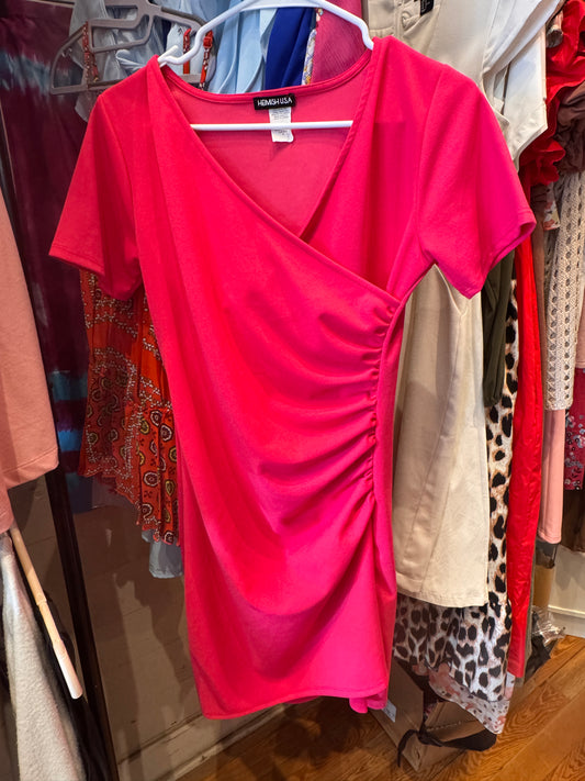 Heimish USA Hot Pink Ruched Wrap Dress