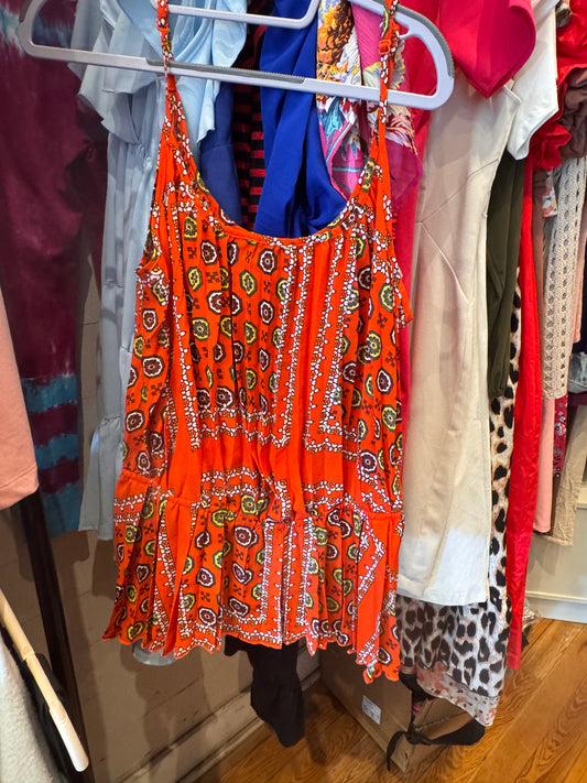 Orange/Red Boho Tank (flowy)