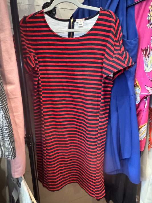 J.Crew Red & Black Striped Shift Dress