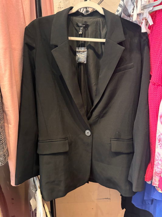 Aqua Black One-Button Blazer