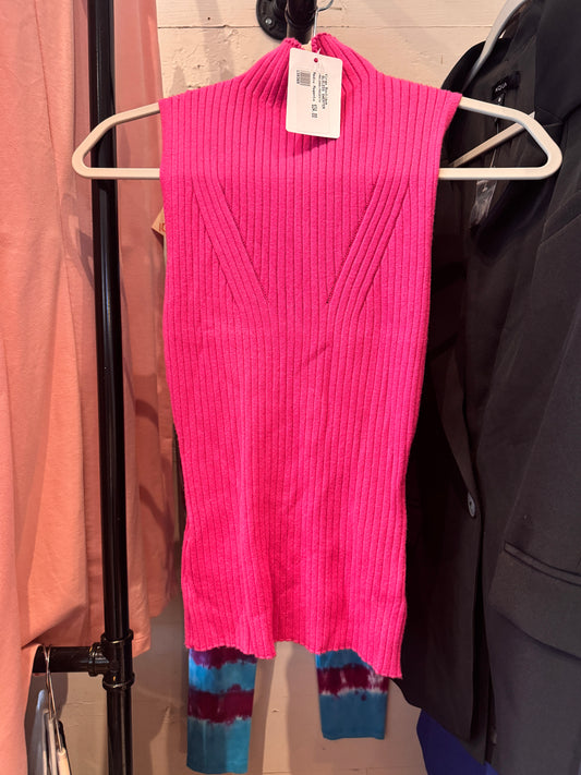 Hot Pink Ribbed Sleeveless Sweater (NWT)