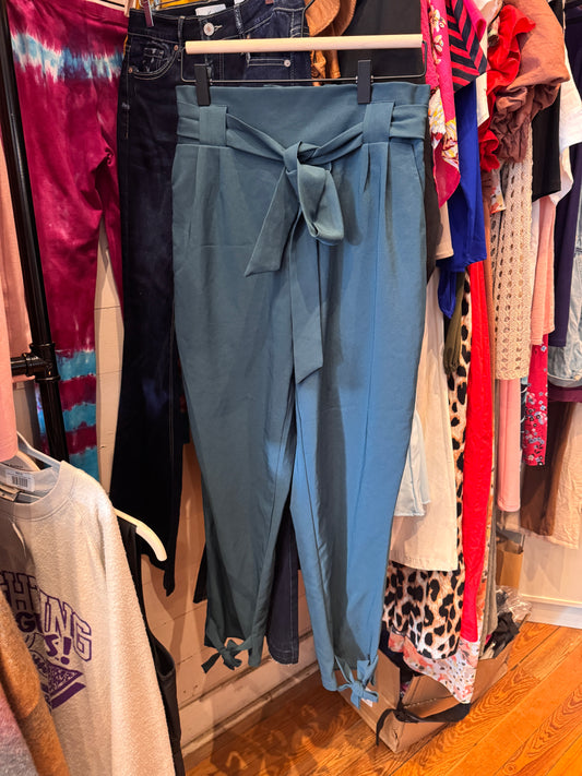 Teal Paperbag Waist Pants