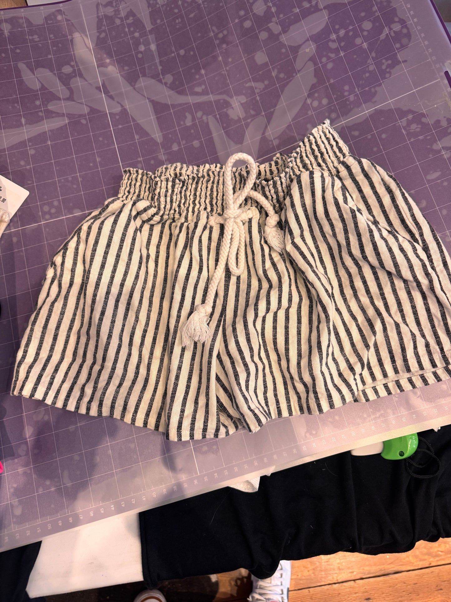 Striped Linen-Blend Shorts with Rope Tie