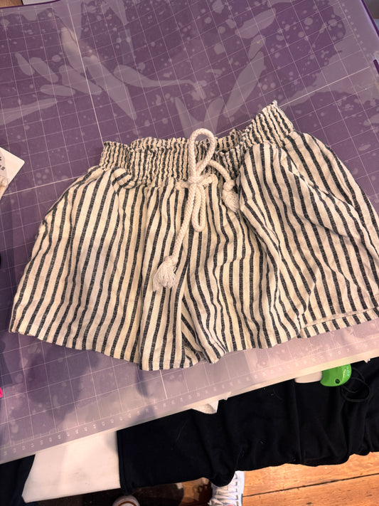Striped Linen-Blend Shorts with Rope Tie