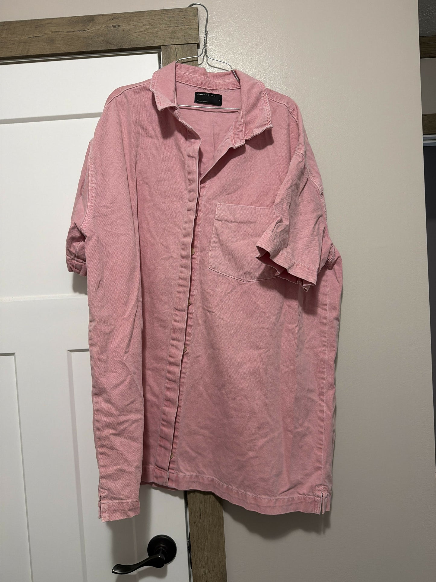 pink denim dress- size large