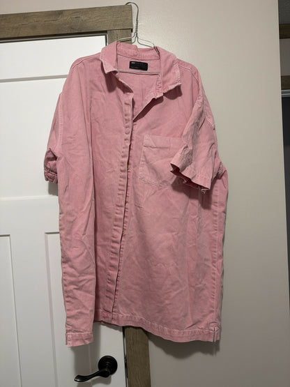 pink denim dress- size large