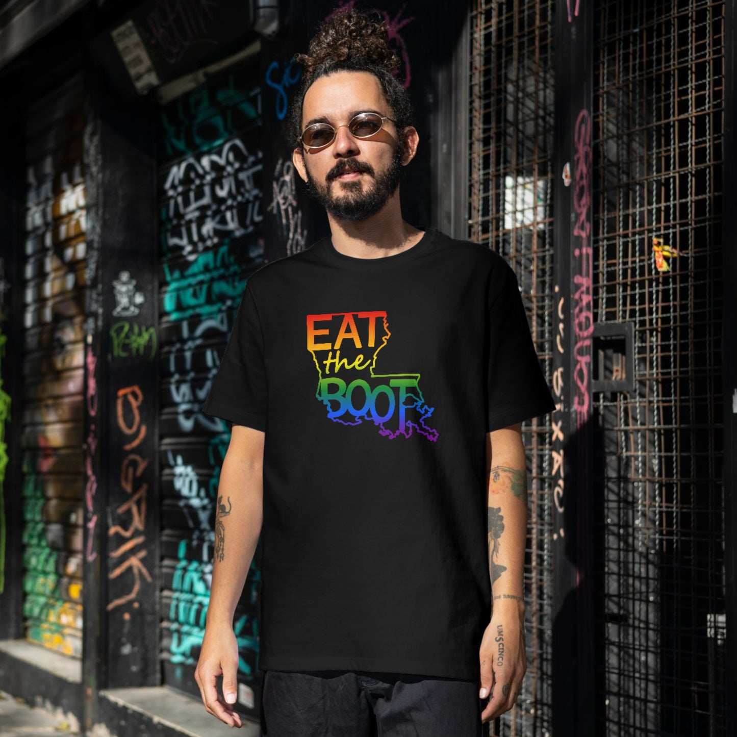Rainbow Logo Tee—Eat the Boot