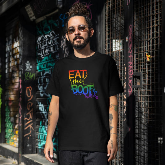 Rainbow Logo Tee—Eat the Boot