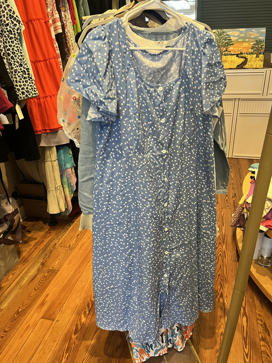 Blue with white hearts dress