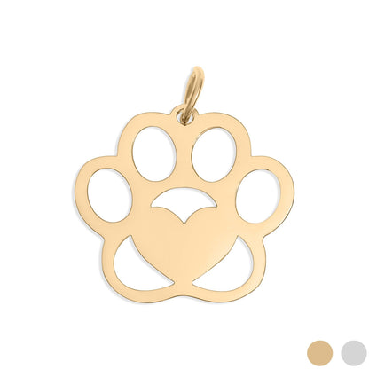 WJW - 18K Gold PVD Stainless Steel Blank Paw Print Pet Tag