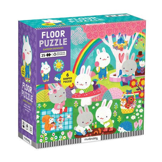 Chronicle Books - Garden Bunnies 25 Piece Floor Puzzle with Shaped Pieces