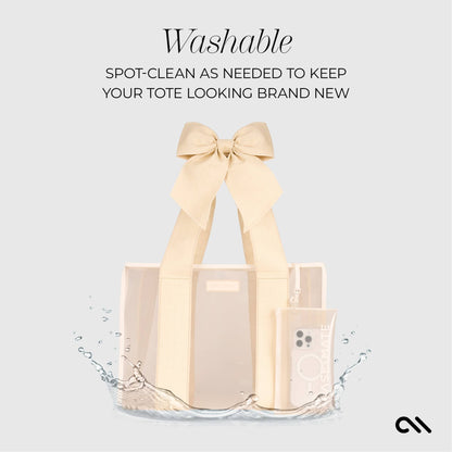 Case-Mate - Special Edition Bow Ecru Raffia Beach Tote With Phone Pouch