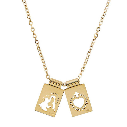 Christian Brands Catholic - Mother And Sacred Heart Mini Scapular Necklace