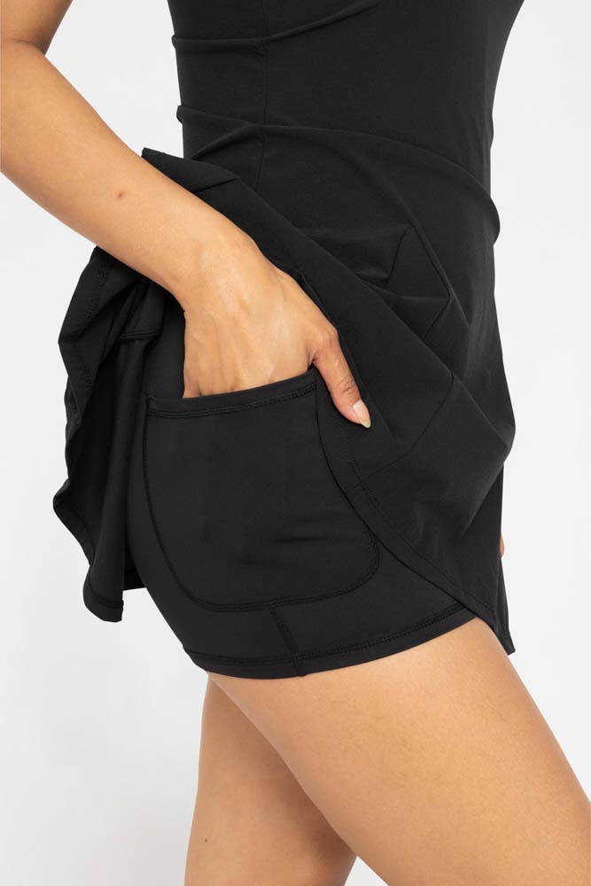 Mono B - CRISS-CROSS SQUARE NECKLINE ACTIVE DRESS